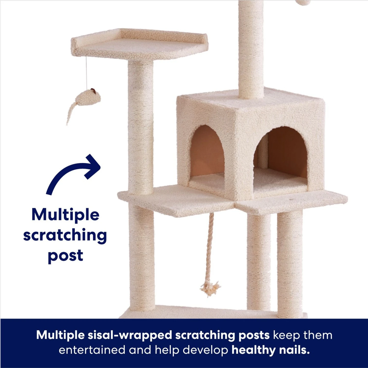 Frisco 57-in Faux Fur Cat Tree & Condo