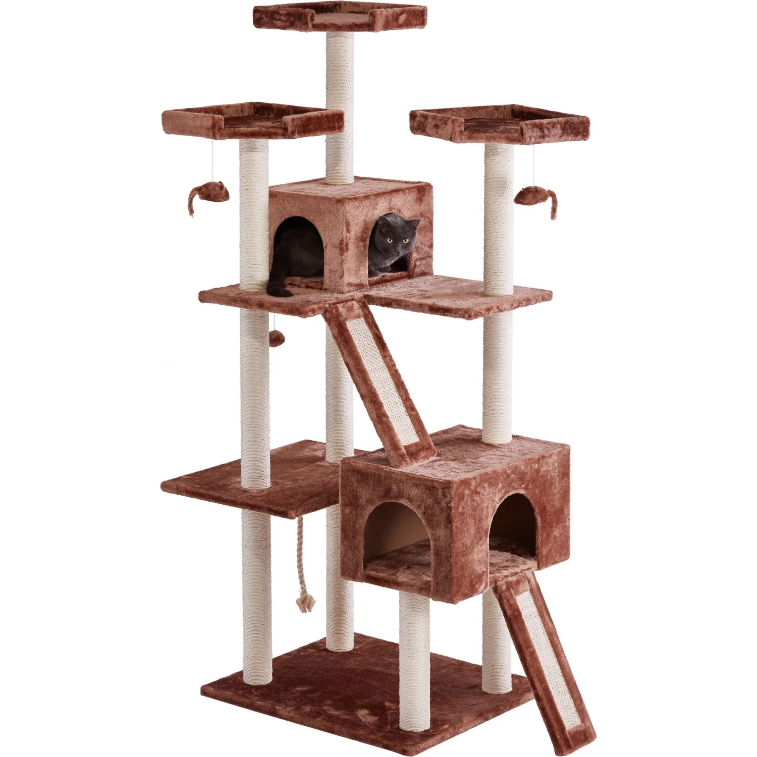Frisco 72-in Large Base Faux Fur Cat Tree & Condo