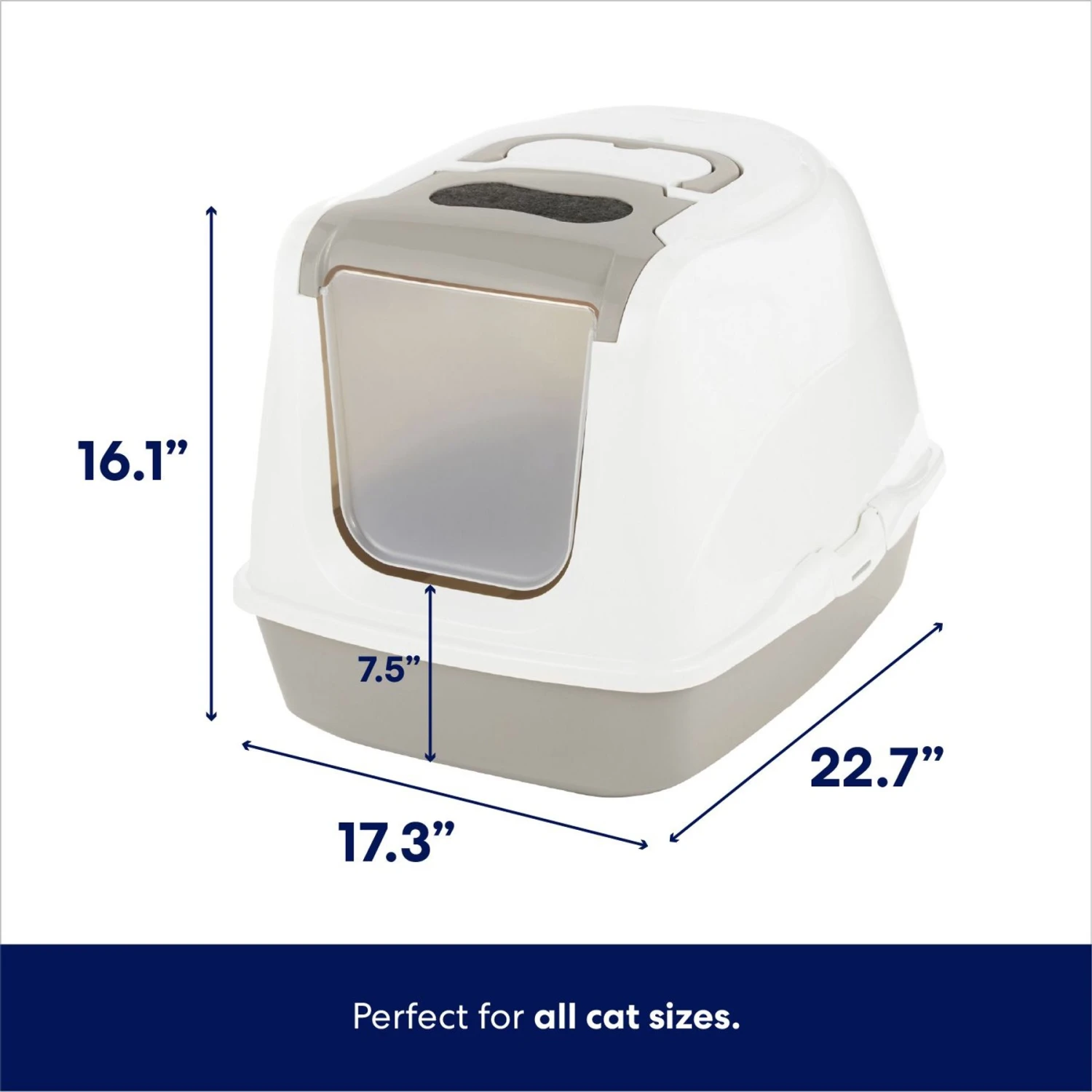Frisco Flip Top Hooded Cat Litter Box, Gray, Large, 22-in