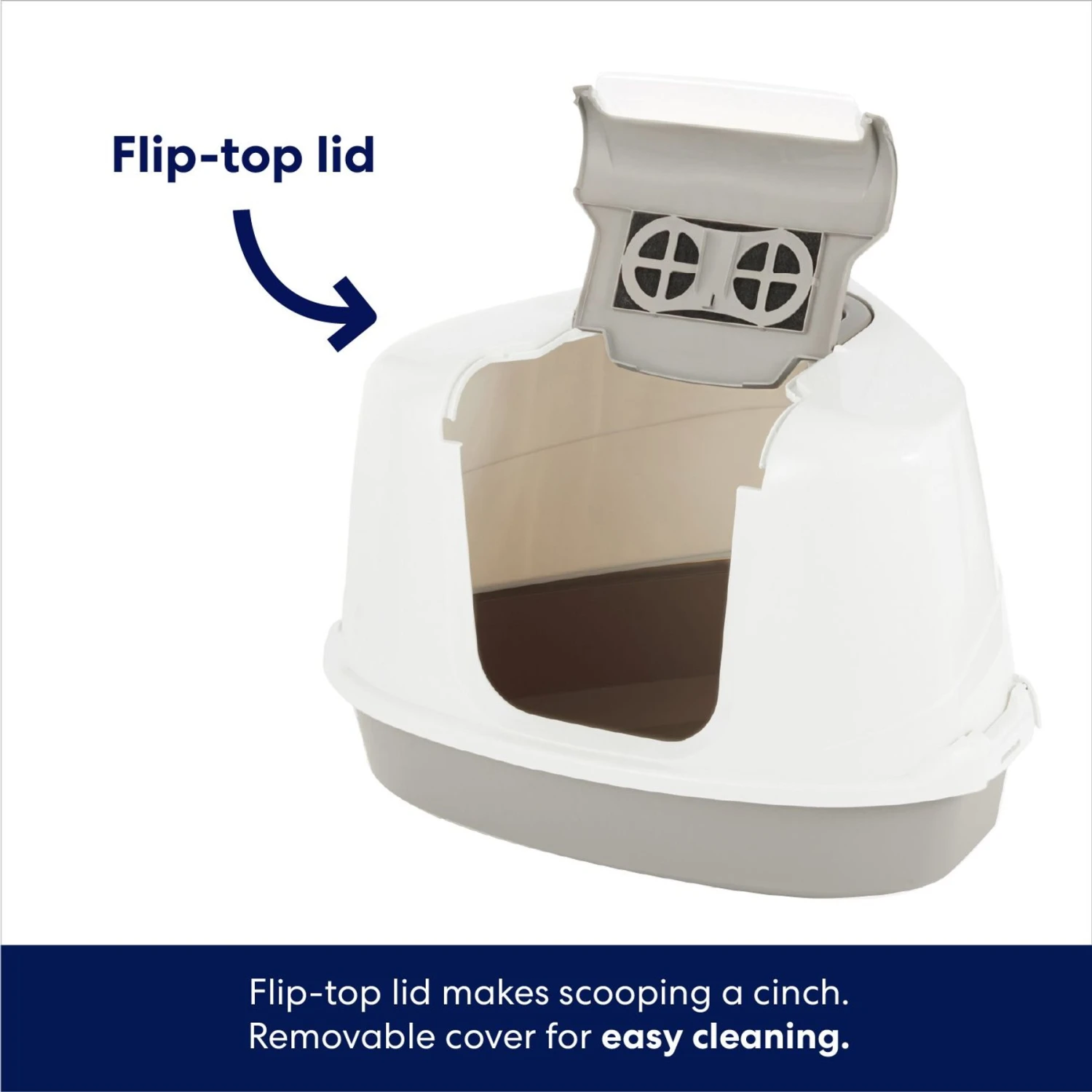 Frisco Flip Top Hooded Corner Cat Litter Box, Large, 21-in