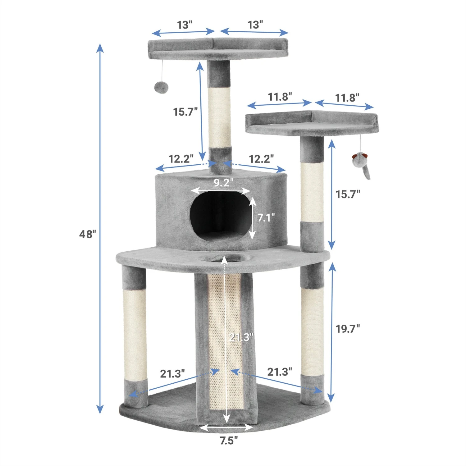 Frisco 48-in Faux Fur Cat Tree & Condo