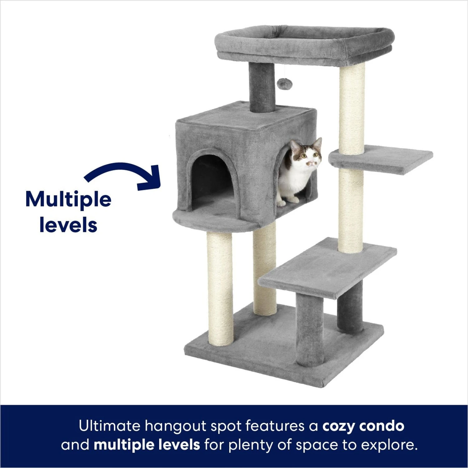 Frisco 48-in Heavy Duty Faux Fur Cat Tree & Condo