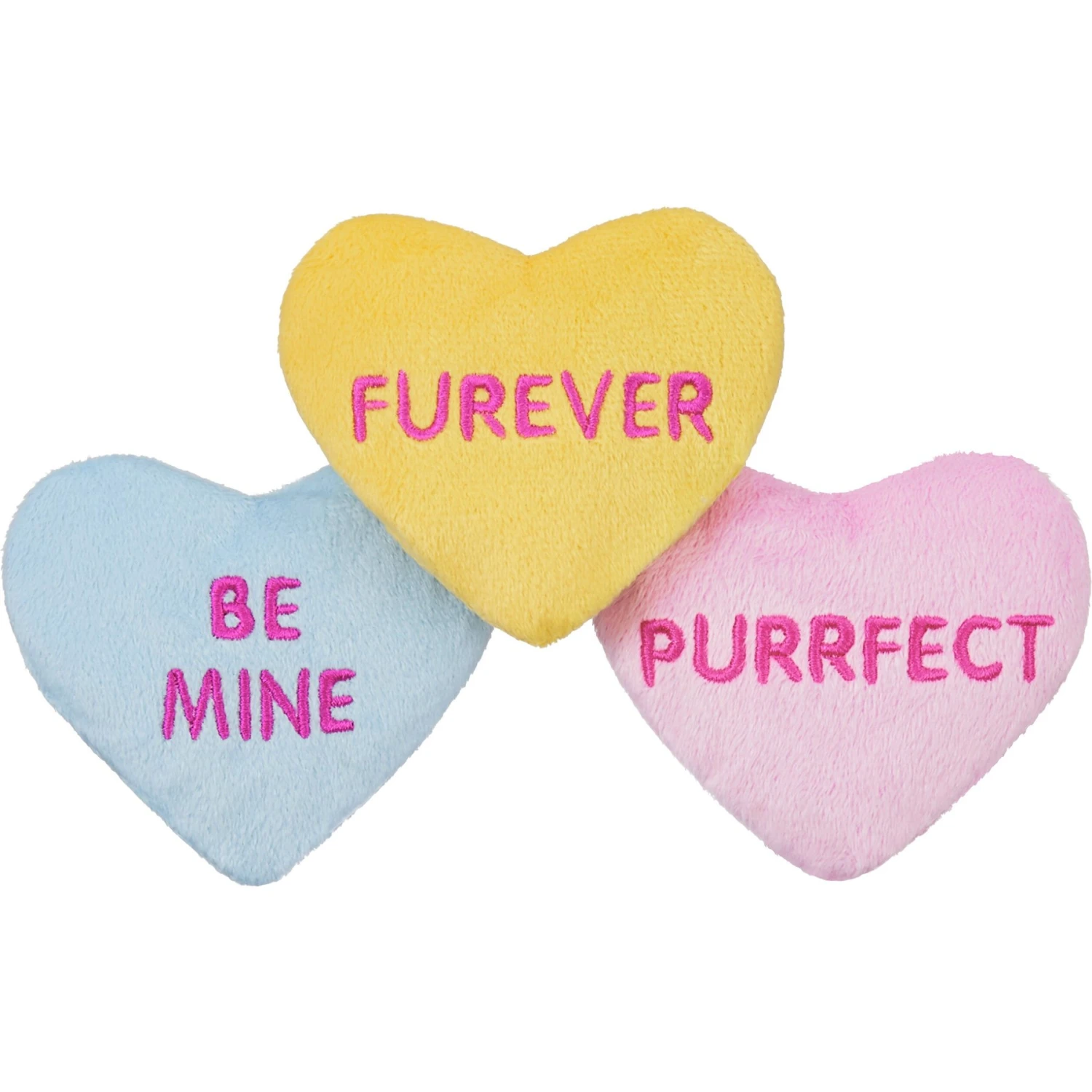 Frisco Candy Hearts Plush Cat Toy with Catnip, 3 count