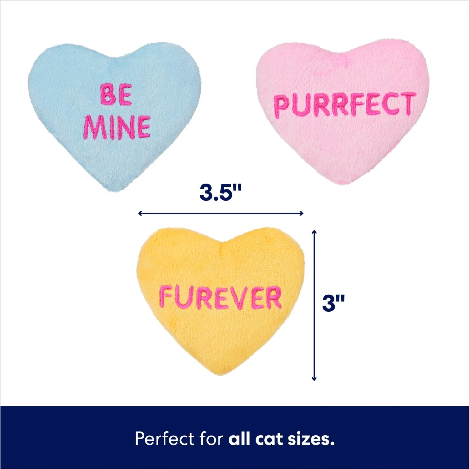 Frisco Candy Hearts Plush Cat Toy with Catnip, 3 count