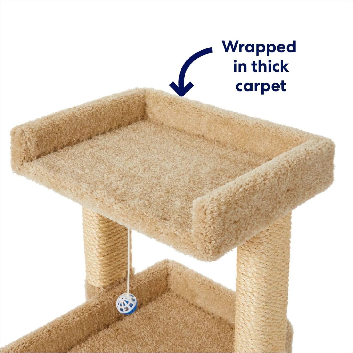 Frisco 32-in Real Carpet Wooden Cat Tree with Toy