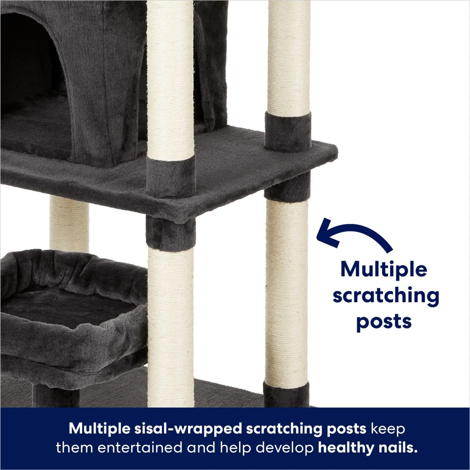 Frisco 66-in Cat Tree with Bed, Condo, Lounge Basket & Top Perch