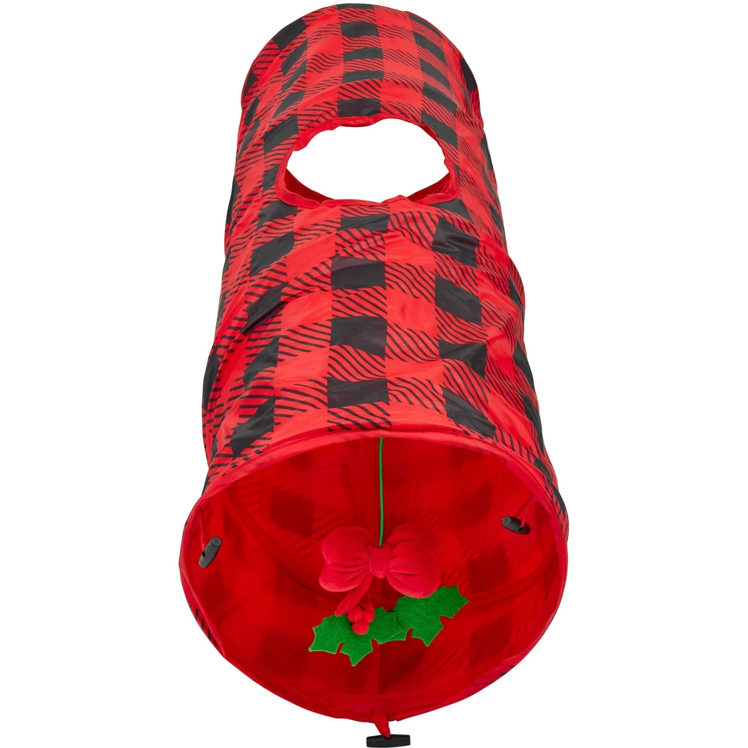 Frisco Holiday Buffalo Plaid Foldable Play Tunnel Cat Toy with Catnip