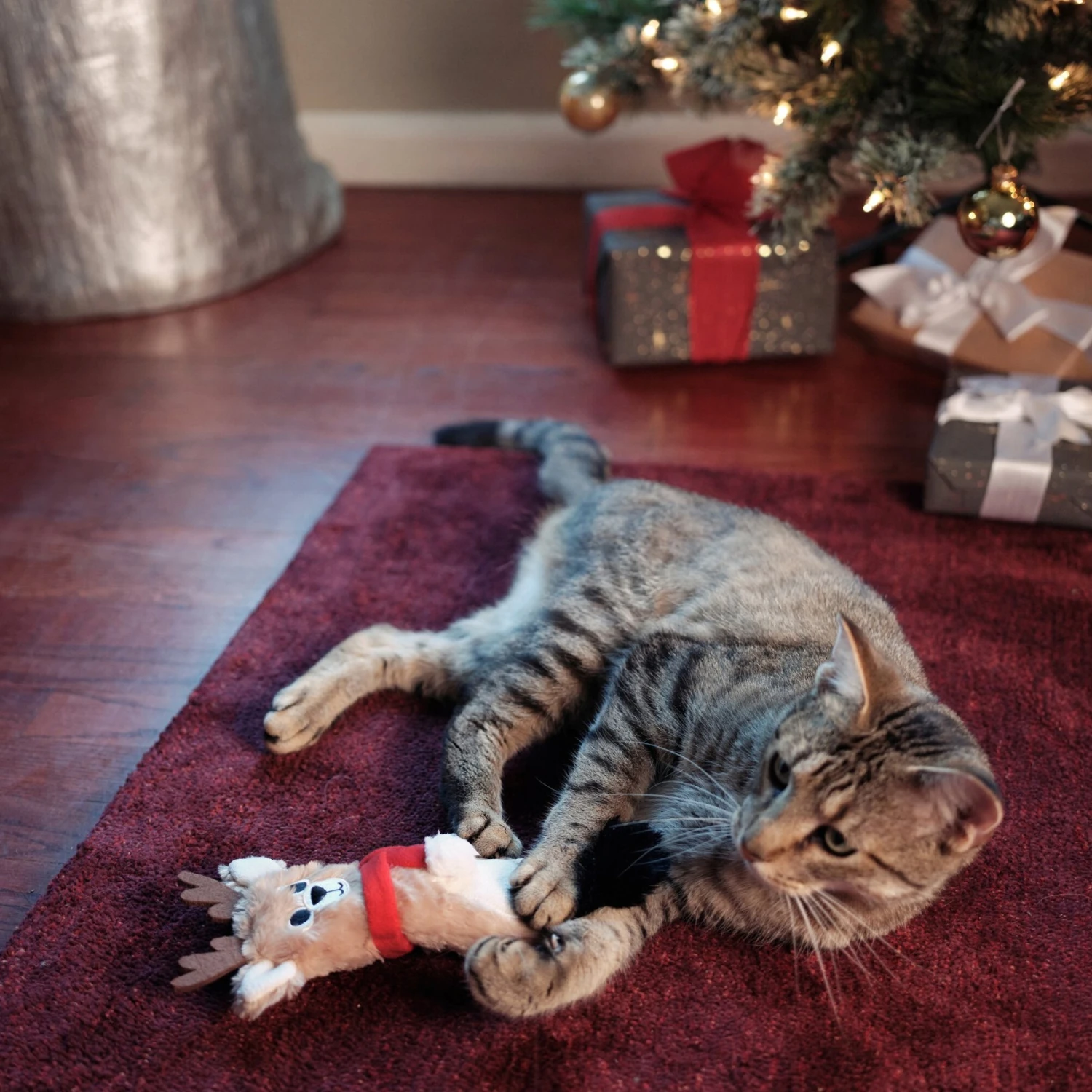 Frisco Holiday Reindeer Plush Kicker Cat Toy with Catnip