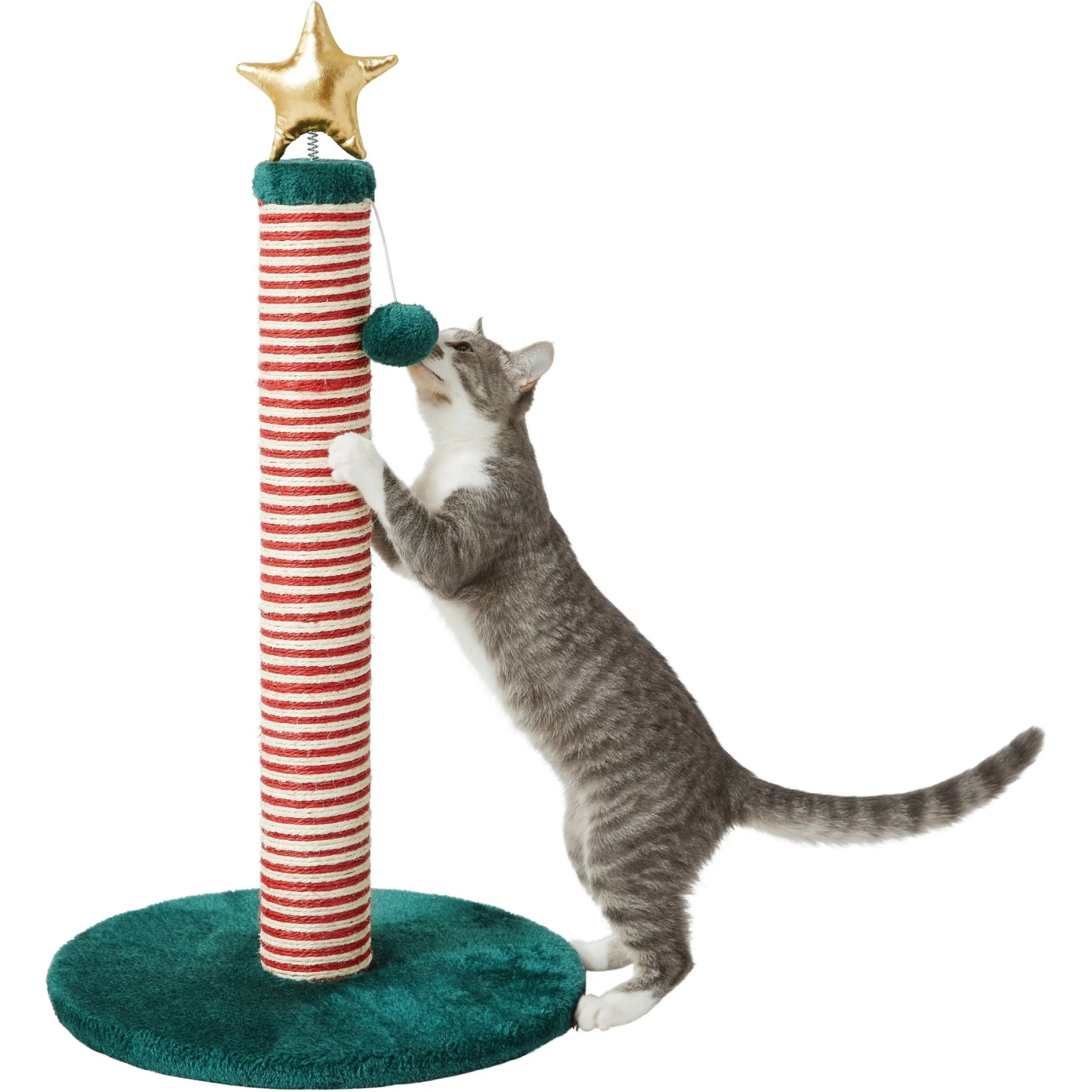 Frisco Holiday 29.5-in Candy Cane Sisal Cat Scratching Post with Toy