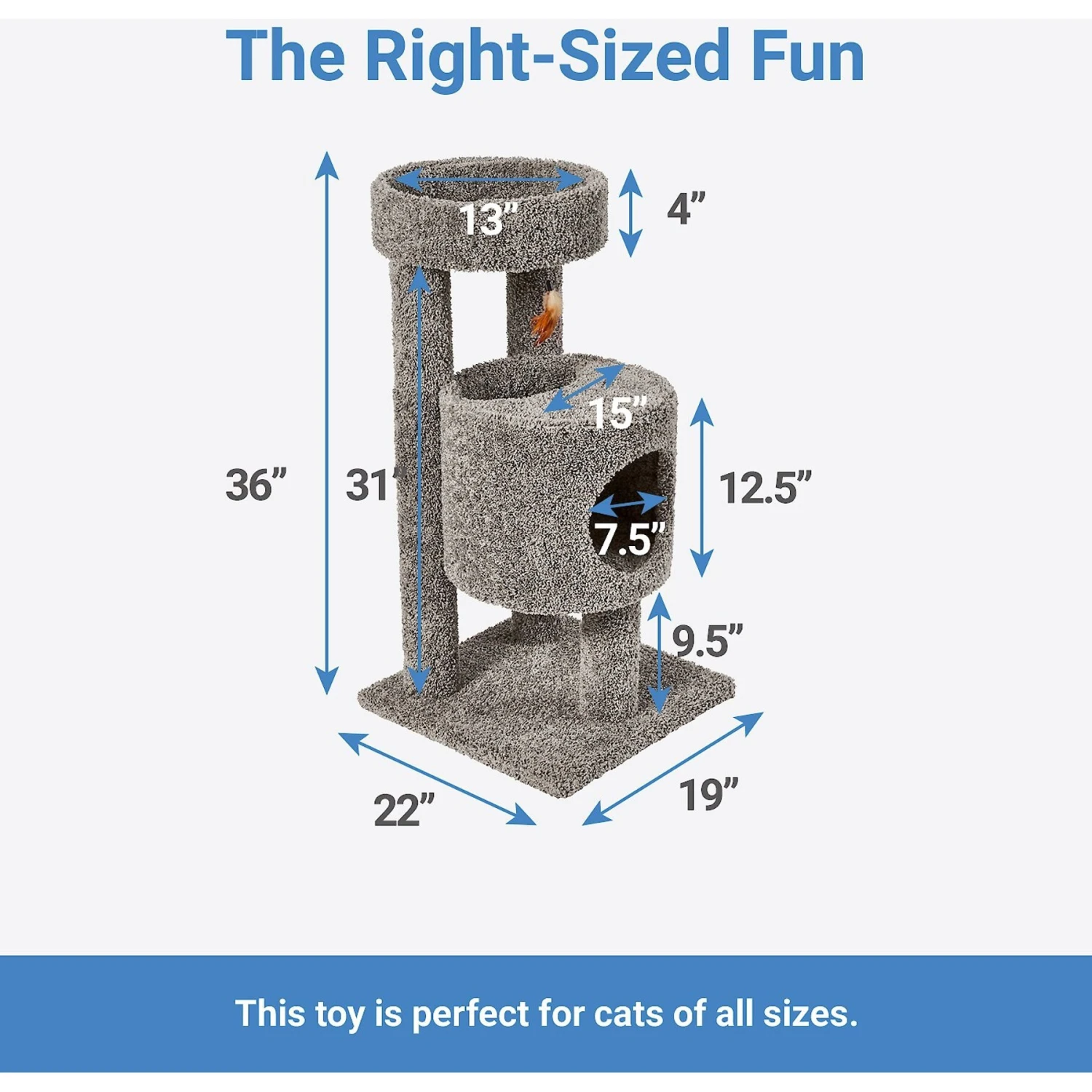 Frisco 36-in Real Carpet Wooden Cat Tree