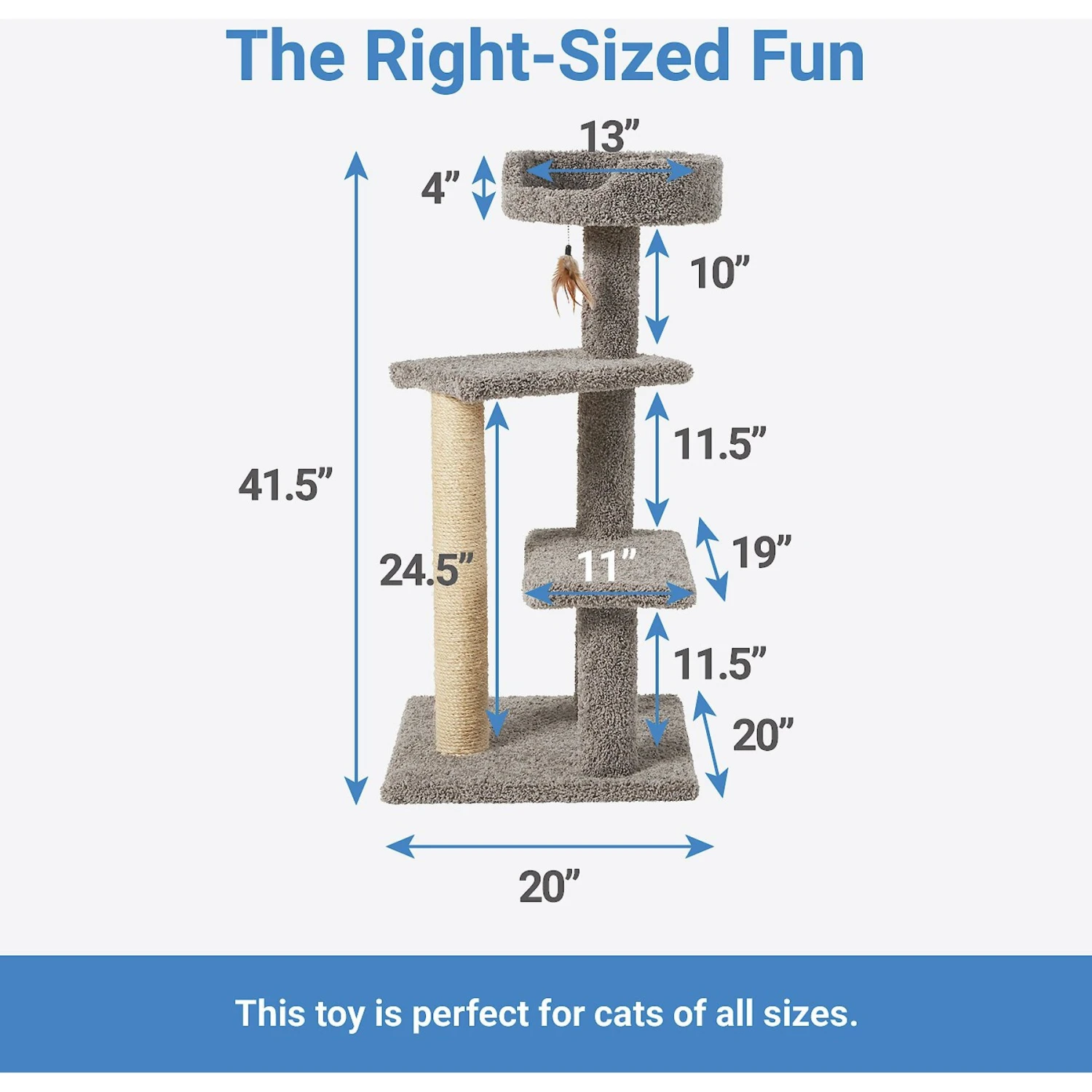 Frisco 41.5-in Real Carpet Wooden Cat Tree