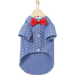 Frisco Polka Dot Chambray Dog & Cat Button Up Shirt