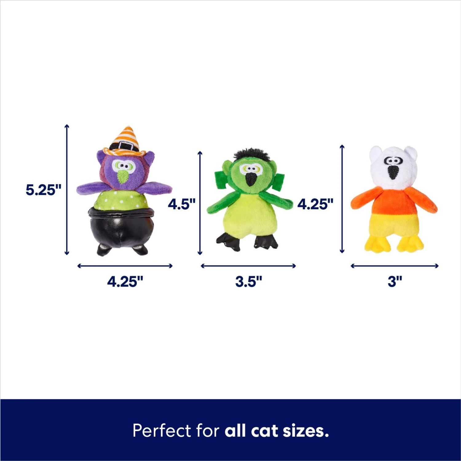 Frisco Halloween Owls Plush Cat Toy with Catnip, 3 count