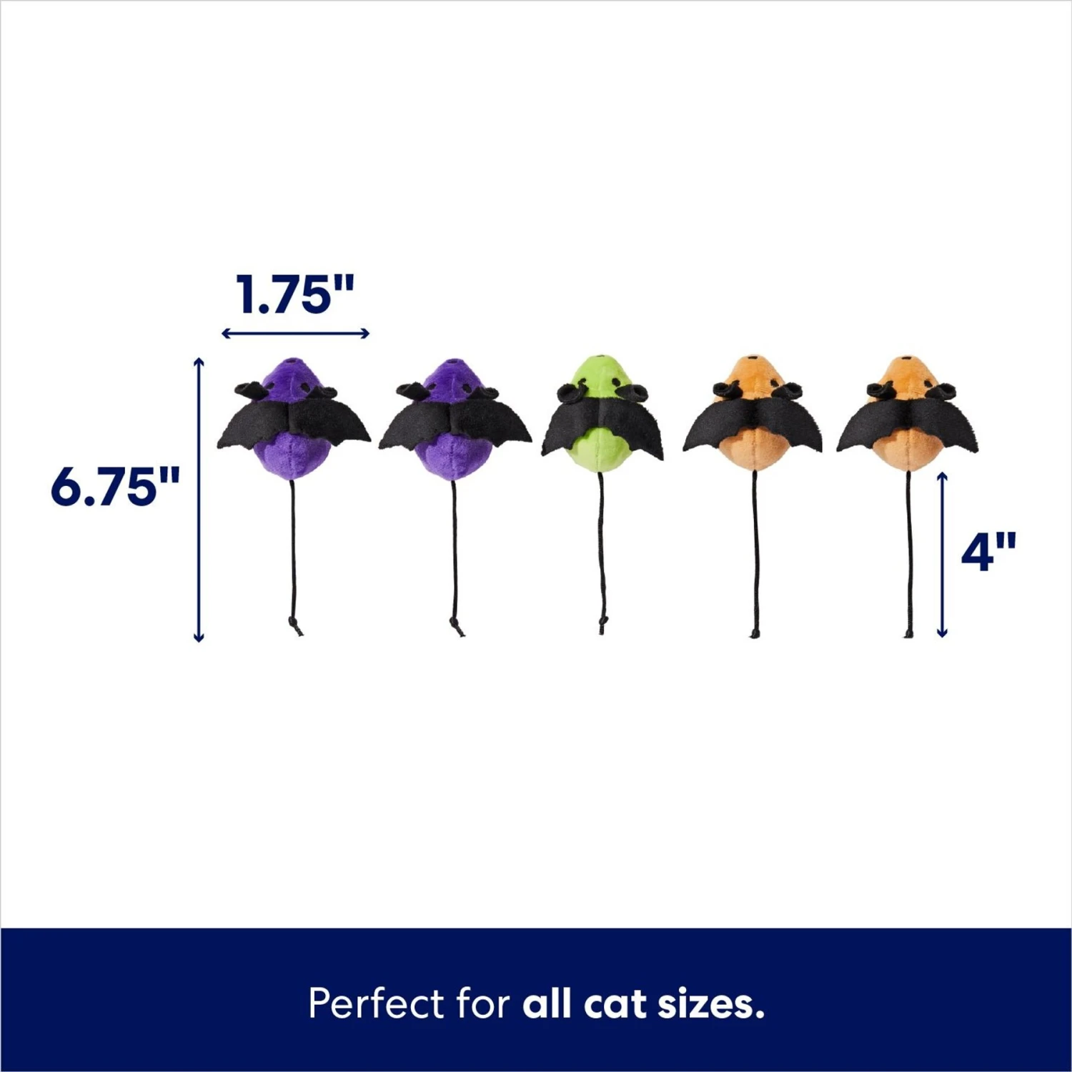 Frisco Halloween Bat Mice Plush Cat Toy with Catnip