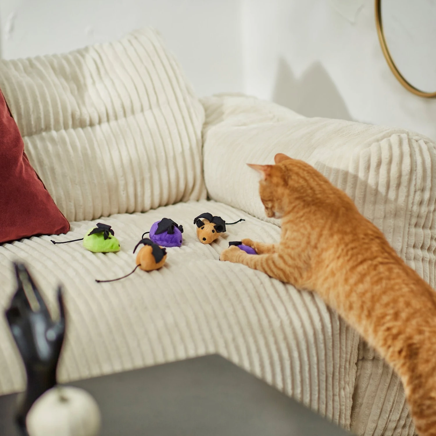 Frisco Halloween Bat Mice Plush Cat Toy with Catnip