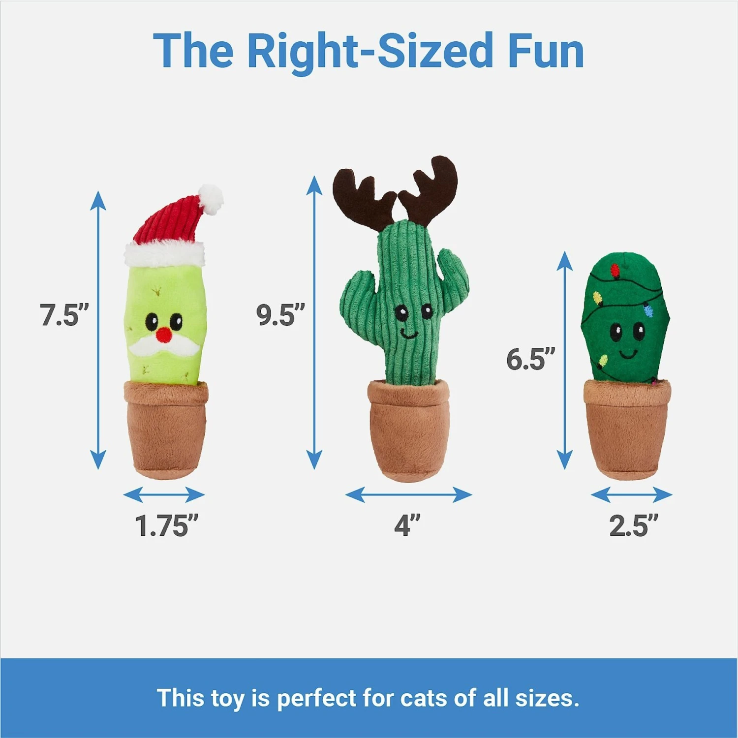 Frisco Holiday Cactus Plush Cat Toy with Catnip, 3 count