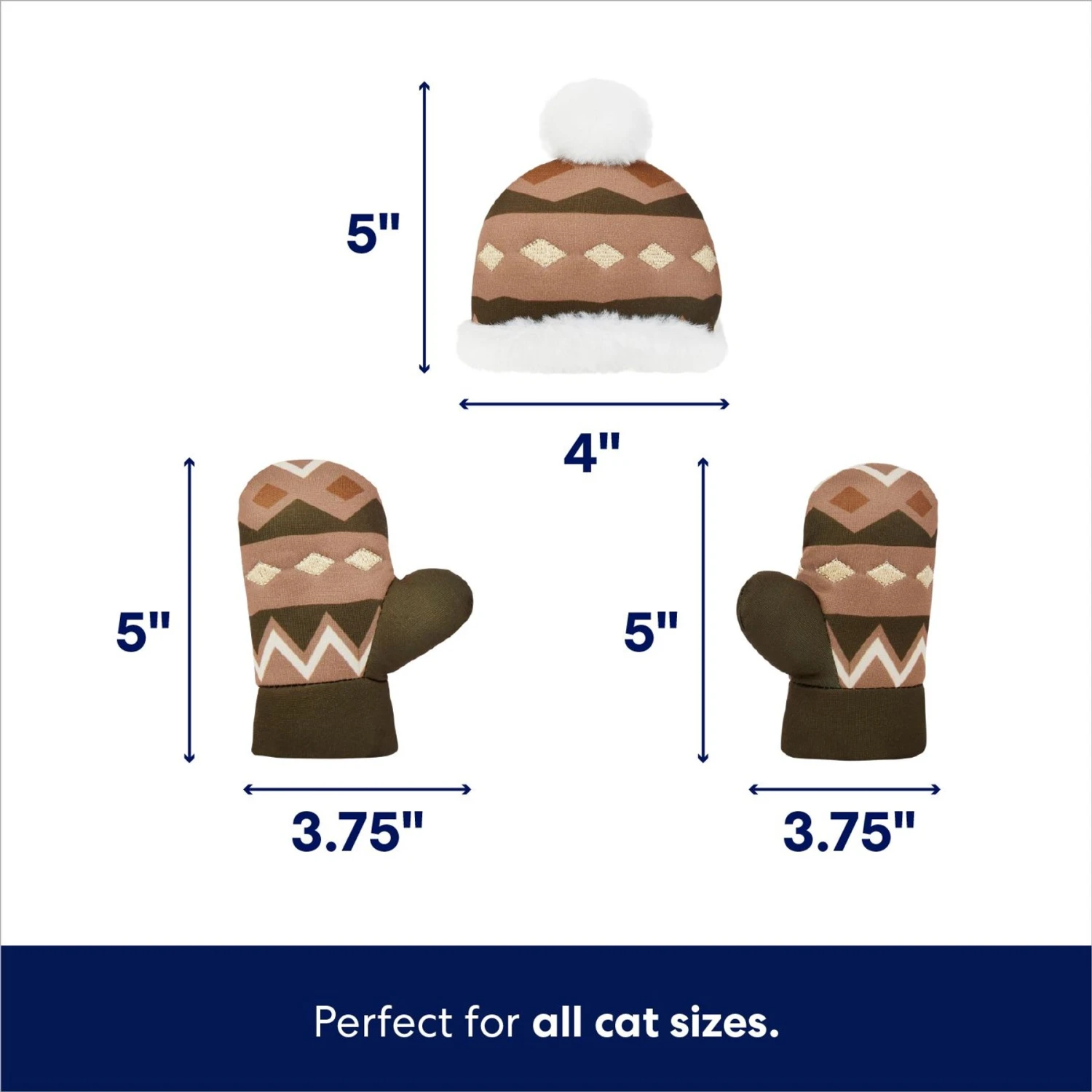 Frisco Mittens & Hat Plush Cat Toy with Catnip, 3 count