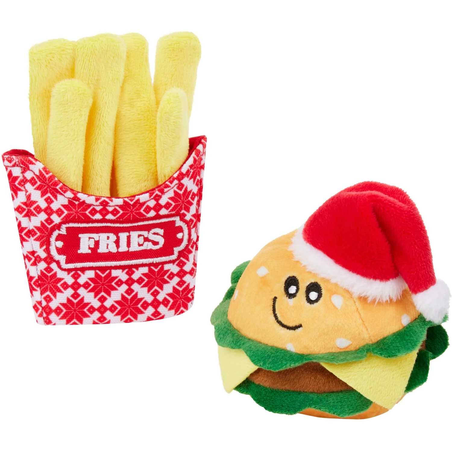 Frisco Holiday Burger & Fries Plush Cat Toy with Catnip, 2 count