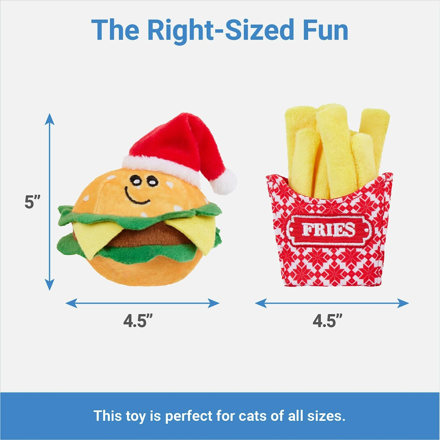 Frisco Holiday Burger & Fries Plush Cat Toy with Catnip, 2 count