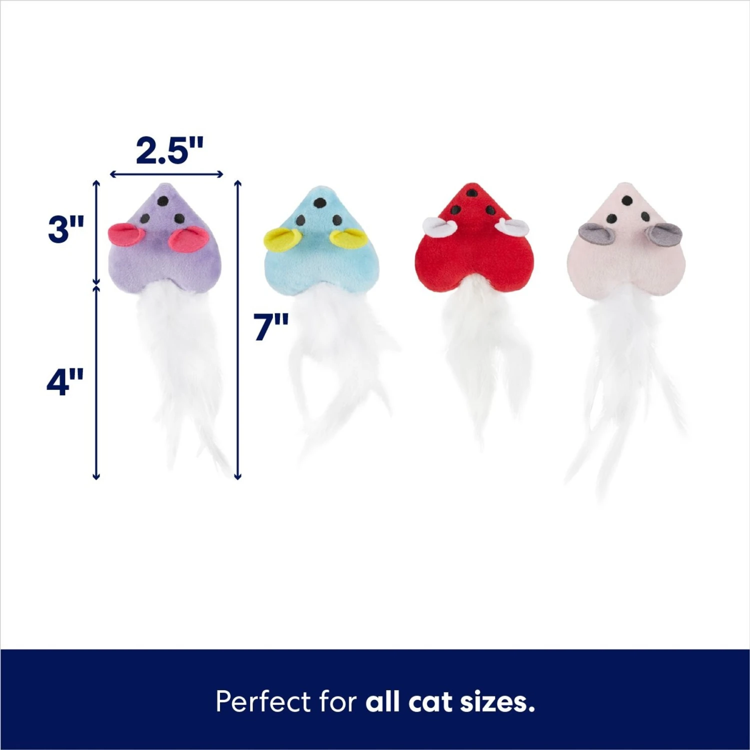 Frisco Valentine Heart Mice Plush Cat Toy with Catnip