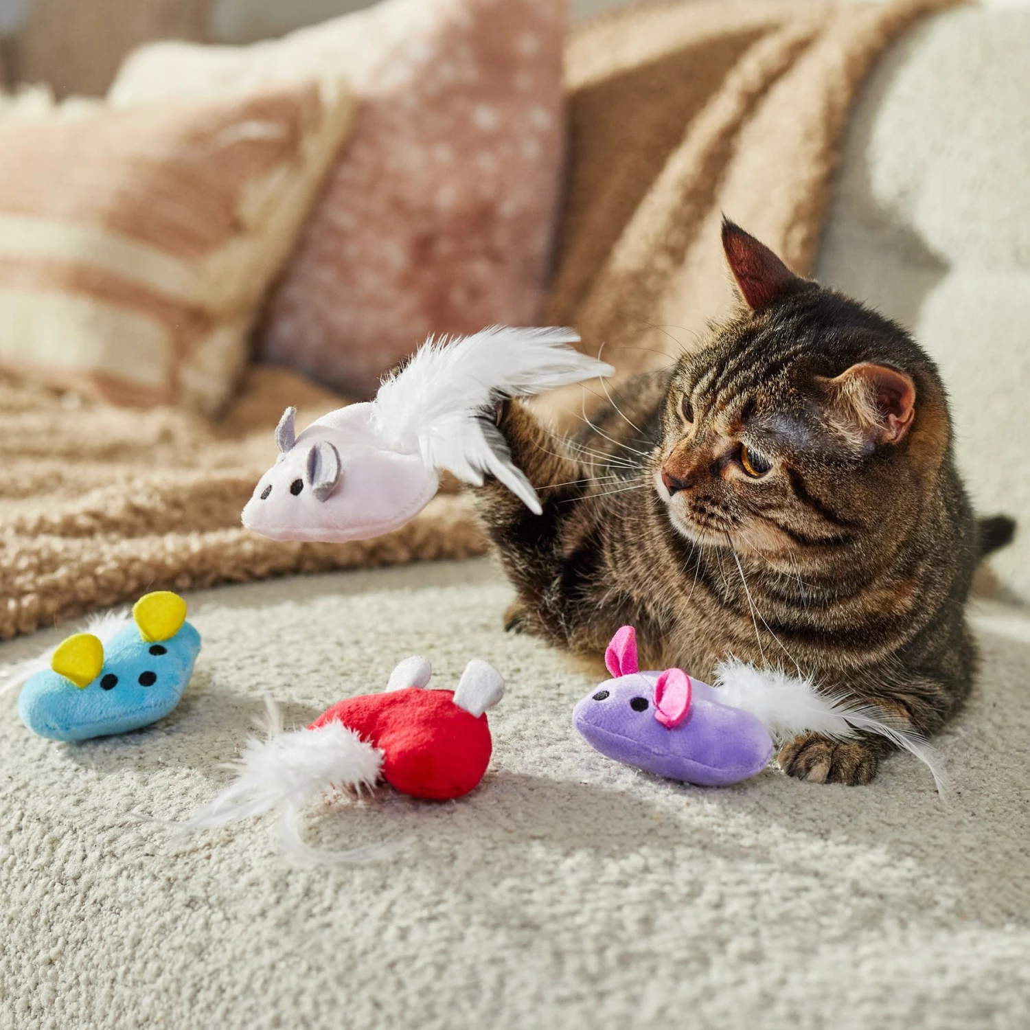 Frisco Valentine Heart Mice Plush Cat Toy with Catnip