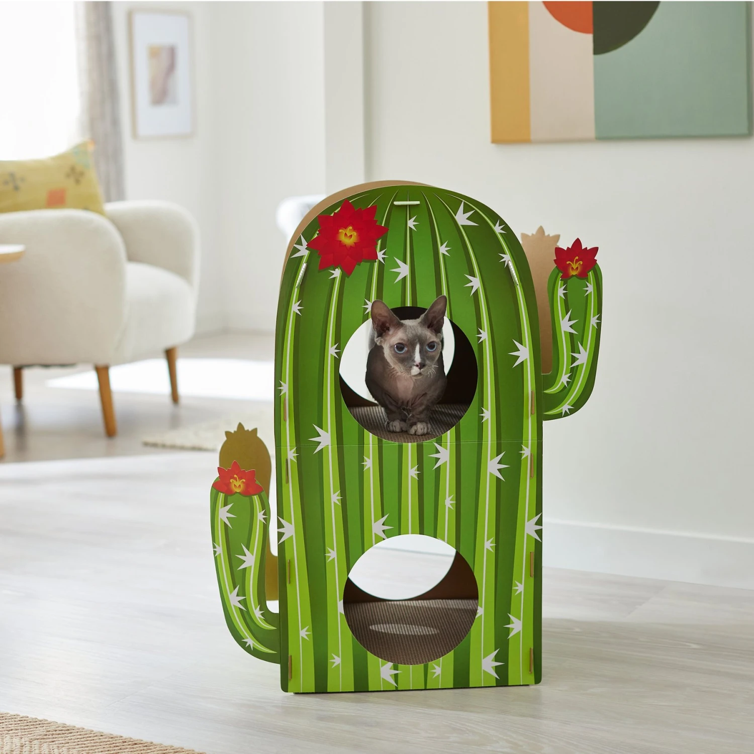 Frisco Cactus Cardboard Cat House, 2-Story