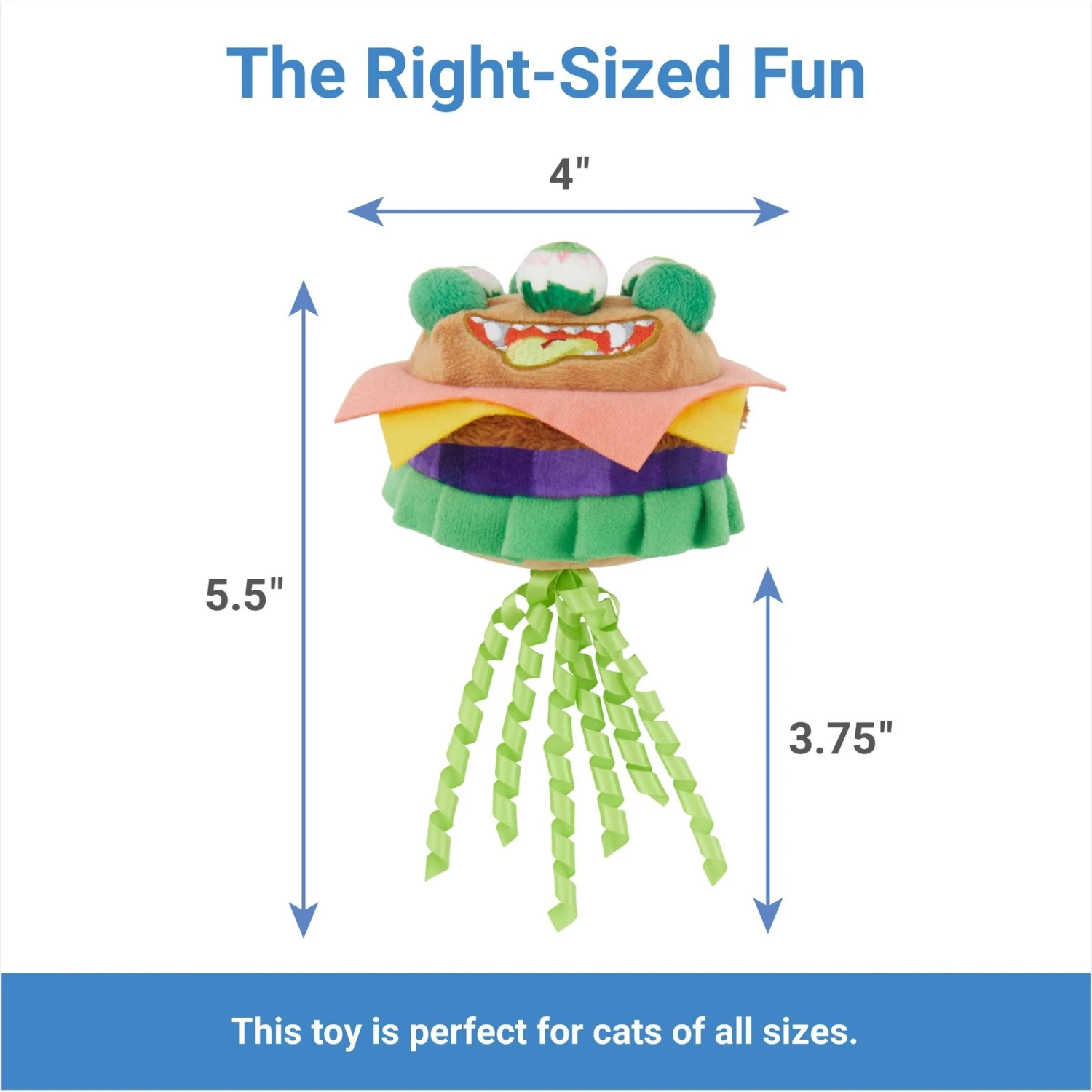 Frisco Haunted Burger Plush Cat Toy with Catnip