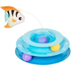 Frisco Fish In Ocean Wobble & Spin Cat Tracks Cat Toy With Catnip