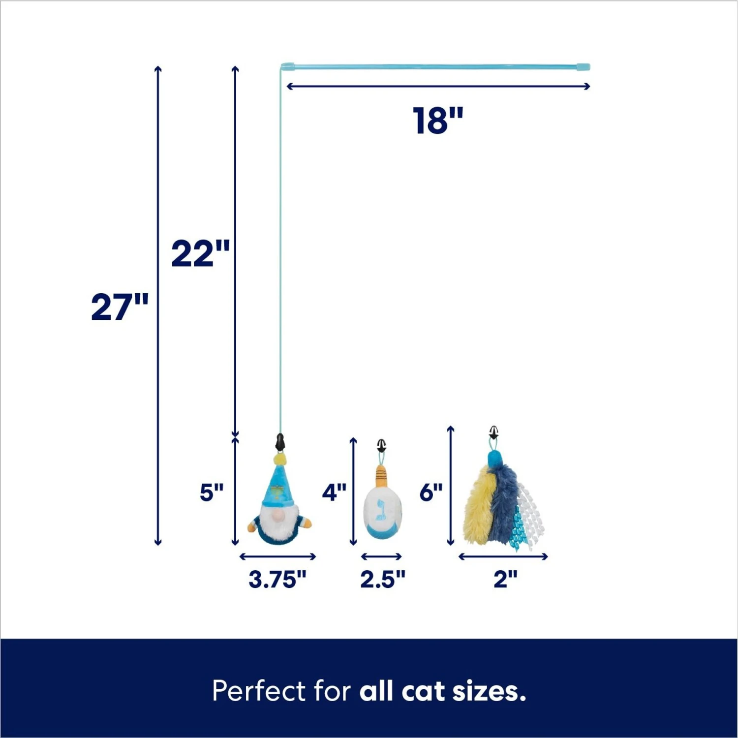 Frisco Hanukkah Interchangeable Teaser Wand Cat Toy with Catnip