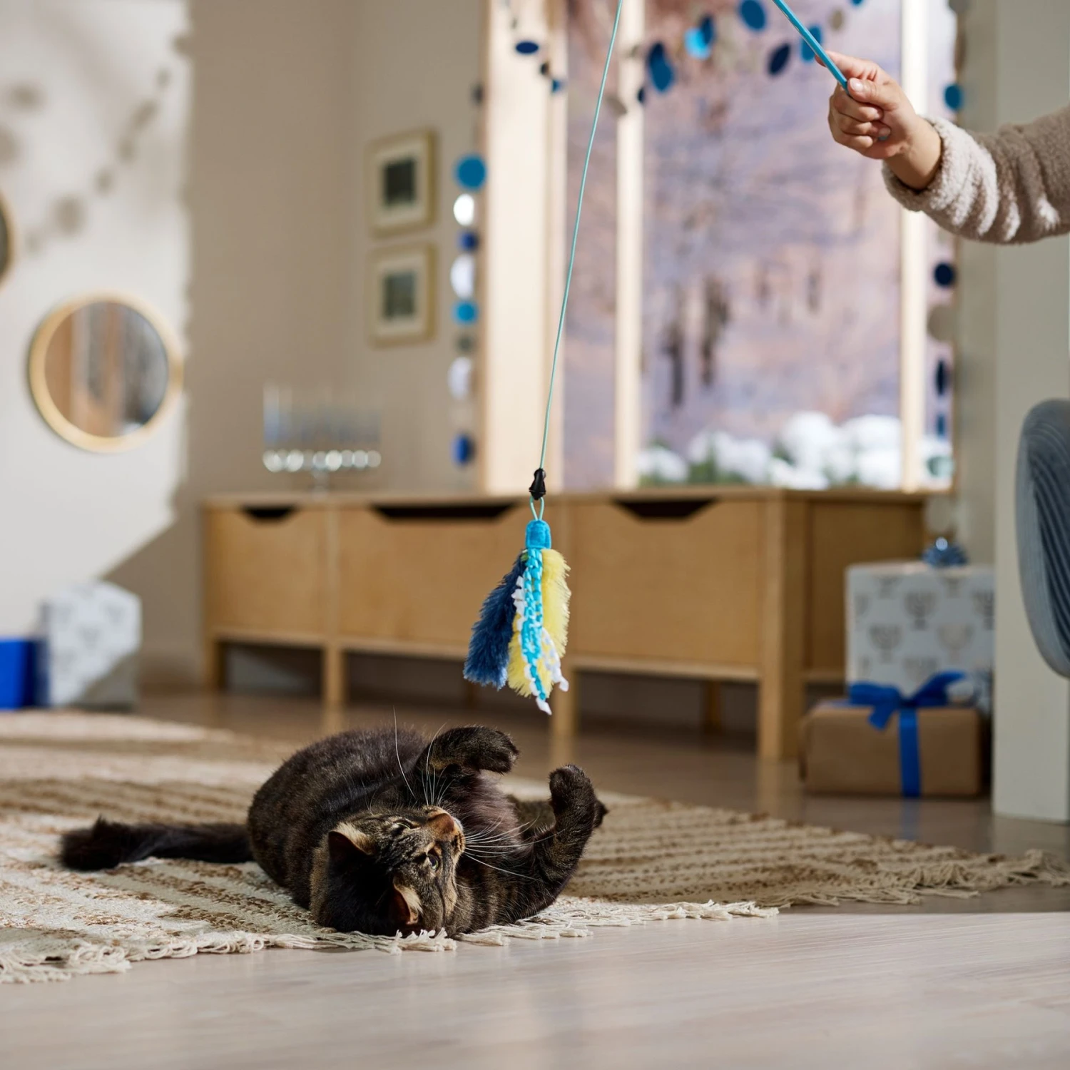 Frisco Hanukkah Interchangeable Teaser Wand Cat Toy with Catnip