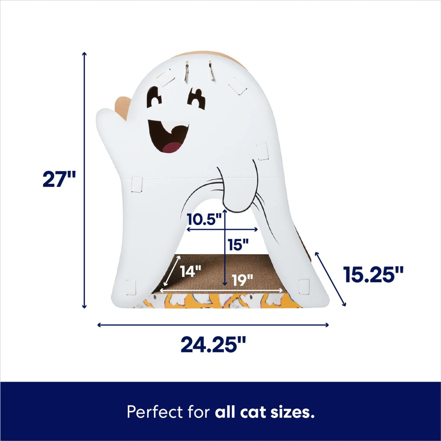 Frisco Halloween Cutie Ghost Cardboard Cat House with Catnip