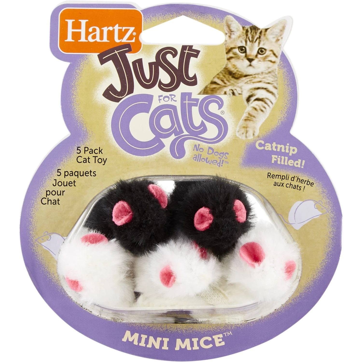 Frisco Natural Catnip & Hartz Just for Cats Mini Mice Cat Toy with Catnip, 5 count