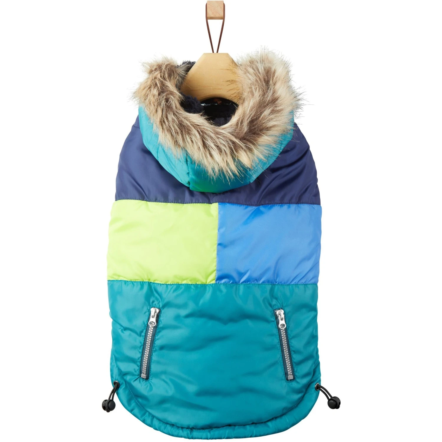 Frisco Heavy Weight Urban City Colorblock Dog & Cat Parka with Sherpa Lining