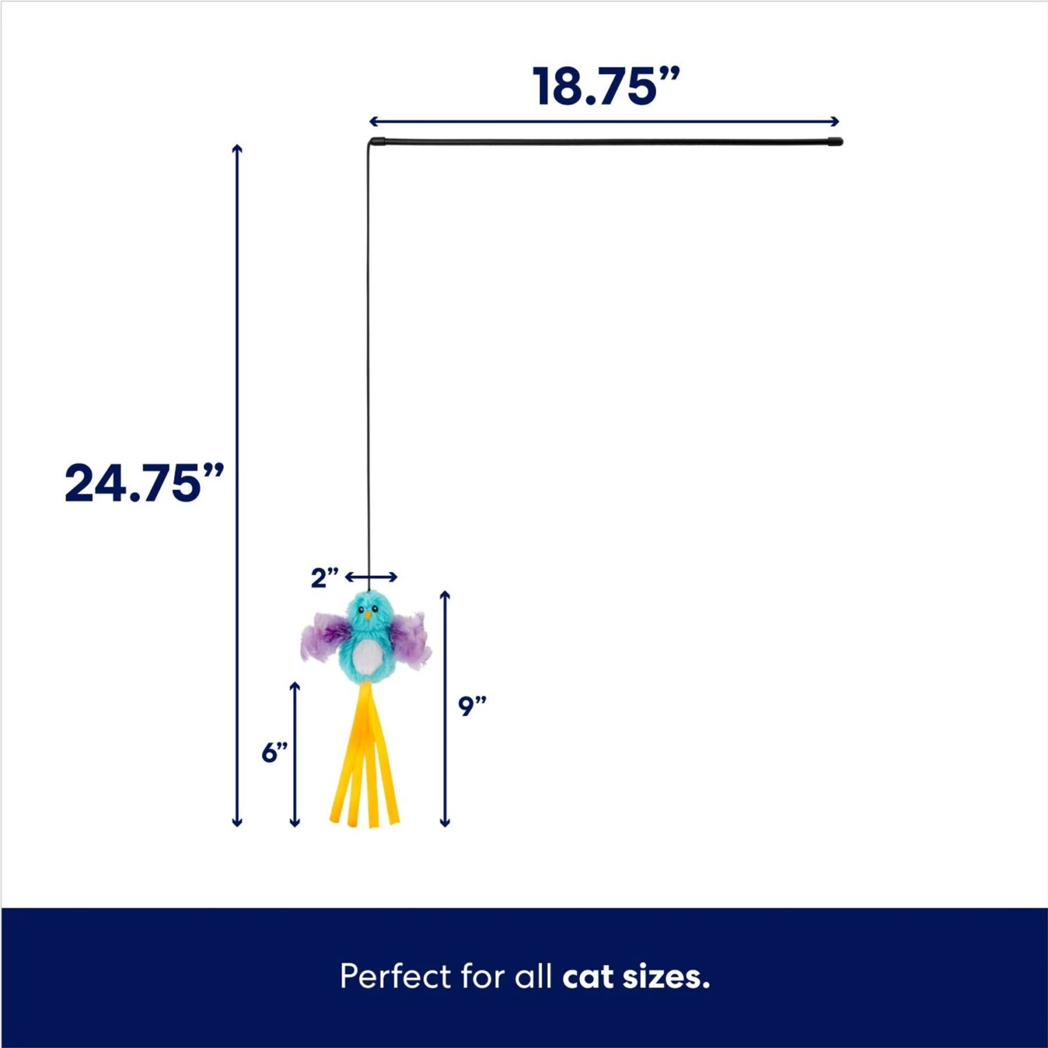 Frisco Fabric Teaser Wand Cat Toy & Frisco Bird with Feathers Teaser Wand Cat Toy with Catnip