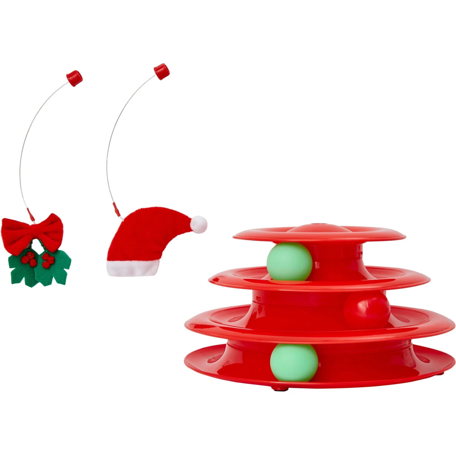 Frisco Holiday Santa Hat & Mistletoe Cat Tracks Cat Toy & Frisco Holiday Gingerbread Interactive Cat Scratcher Cat Toy with Catnip