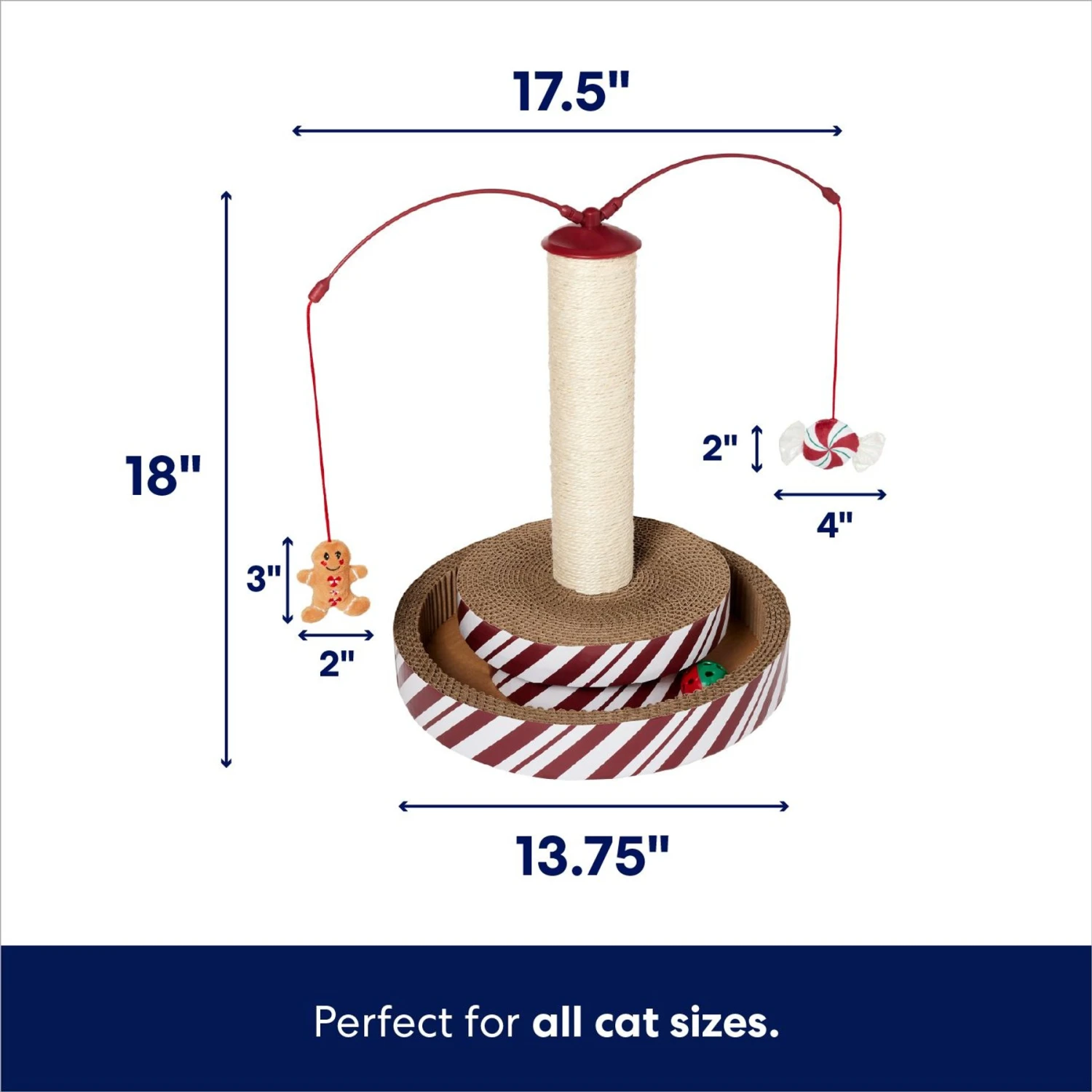 Frisco Holiday Santa Hat & Mistletoe Cat Tracks Cat Toy & Frisco Holiday Gingerbread Interactive Cat Scratcher Cat Toy with Catnip